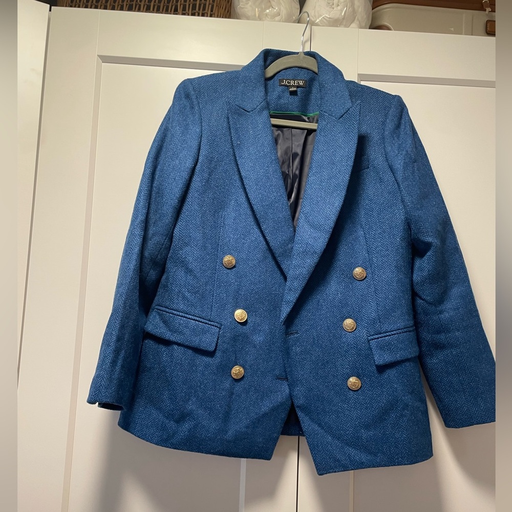 Jcrew Double Breasted Herringbone Blazer